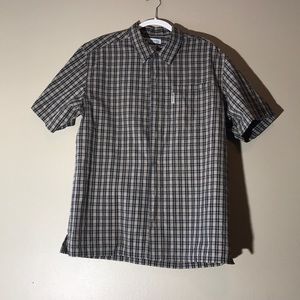 Mens Large Columbia Short Sleeve Platted Shirt